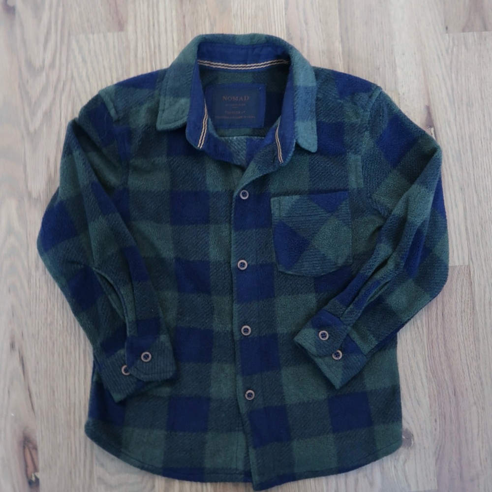 Nomad Kids Green and Blue Plaid Shirt